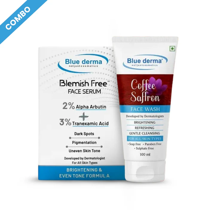 Buy 1 Blue Derma Blemish Free Face Serum and Get a Coffee Saffron Face Wash absolutely FREE!