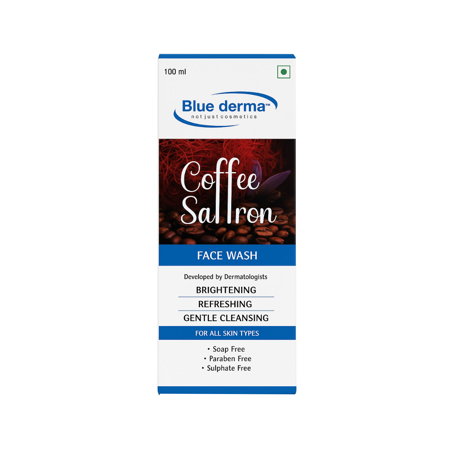 Blue Derma Coffee & Saffron Face Wash | Gentle Cleansing, Brightening & Refreshing 100 ml